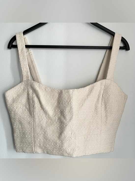 Babaton Tops - ARITZIA BABATON Ivory Tone on Tone Tweed Bustier Top